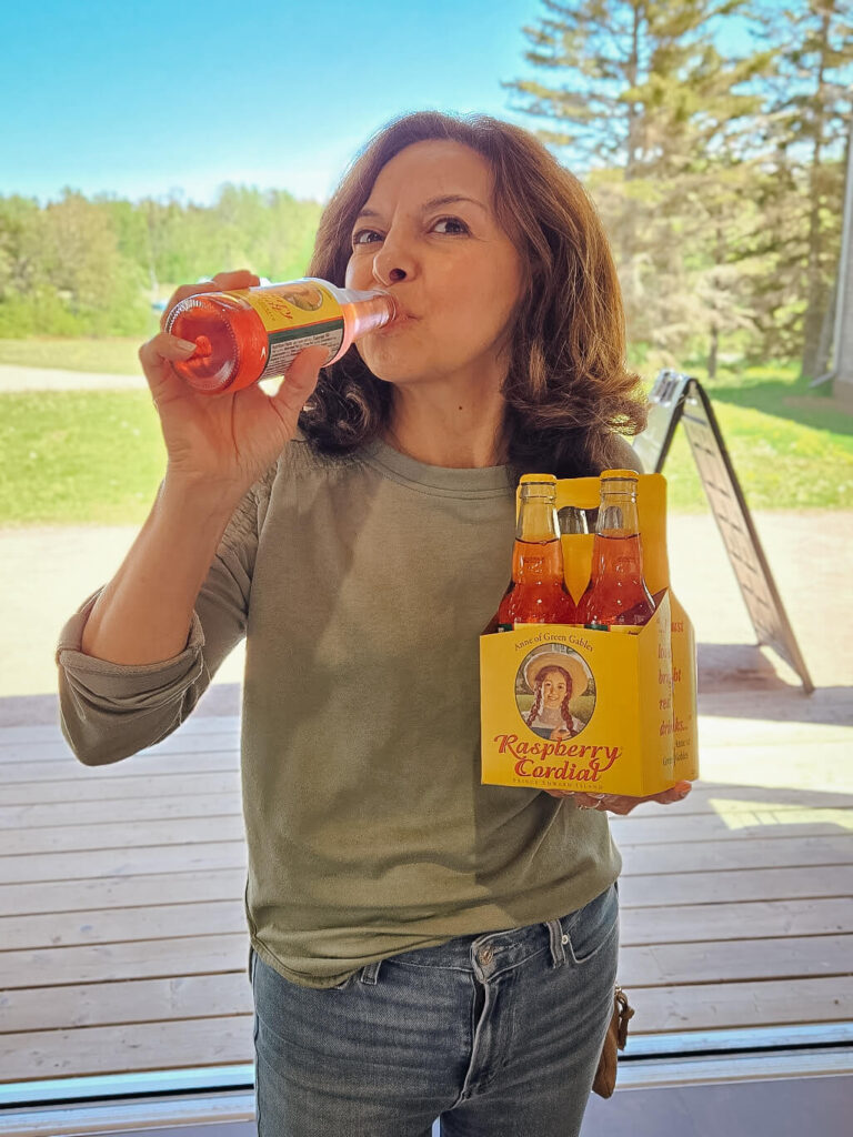 Terry Tamashiro Harris drinking Raspberry Cordial